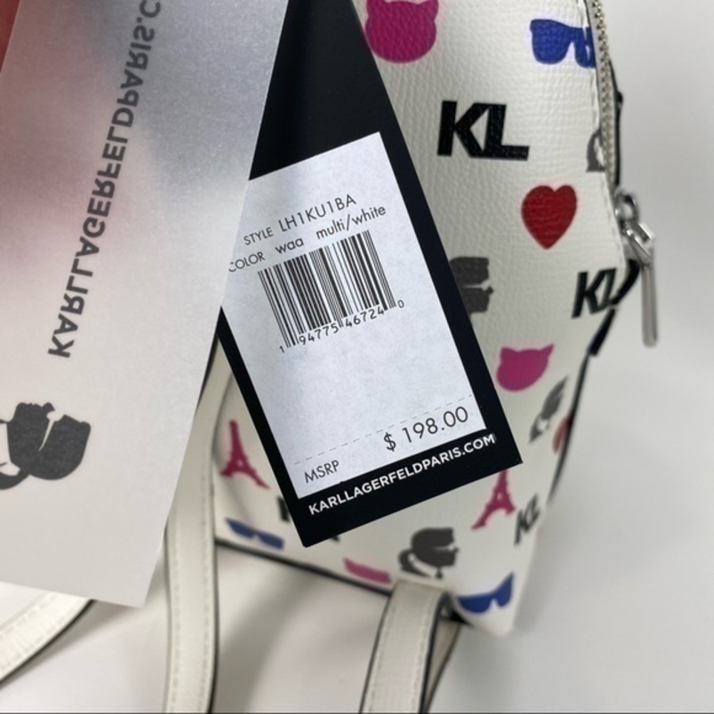 Karl Lagerfeld Backpack Bag Paris Maybelle White Signature Eiffel Tower Print - Picture 13 of 13